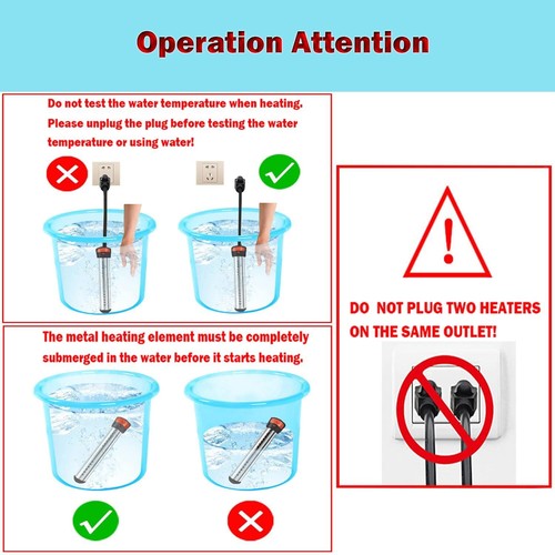 2000W Immersion Water Heater,Portable Bucket Heater with Digital LCD - Picture 5 of 6