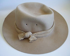 Hat Attack 100% Wool Felt Fedora hat Ladies Women's Tan w Band Made in USA