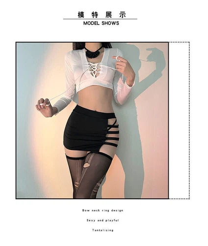 Sexy Lingerie Women Cosplay Costumes Top Skirt Uniform Office Secretary Dress - Picture 10 of 21