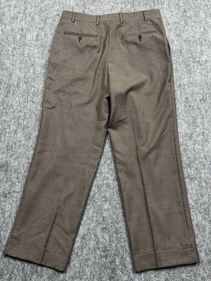 Pantalones de vestir Canali 34x29 puños lana proposta pata de gallo marrón para hombre Foto 3 de 4