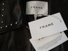Nwt Frame 100% Lamb Leather Noir Studded Front Zip Jacket Sz Xs