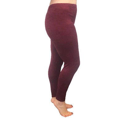 WOMENS LEGGINGS WINE SUEDETTE HIGH RISE PLUS SIZE PANTS