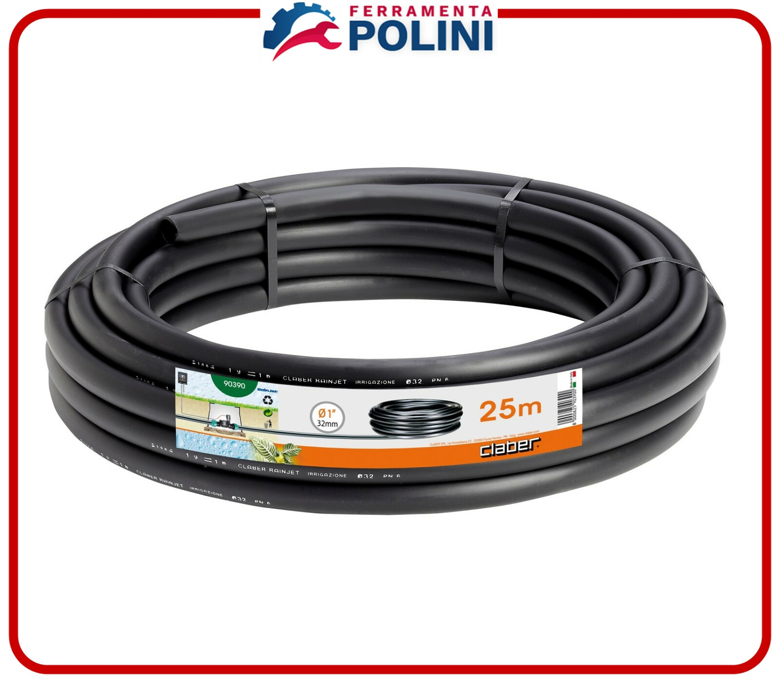 CLABER 90390 TUBO POLIETILENE PN6 1" Mt.25 IRRIGAZIONE INTERRATA GIARDINO