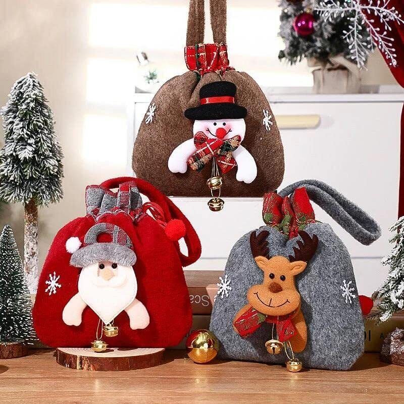 Christmas Gift Doll Bags with Drawstring Handle 3D Christmas Candy Bag NEW