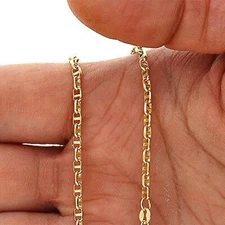 10K Yellow Gold 2.7mm Anchor Mariner Chain (Solid Links) 16"-24"