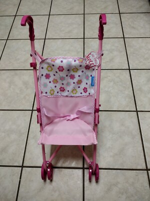 New Doll Stroller Toy Folding Pink 22in Tall Babydoll Mommy Pretend Play 3+