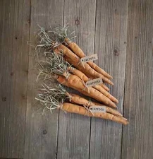 Primitive Grungy Stuffed Carrots-Spring Easter Decor-Bundle of 4 grungy carrots