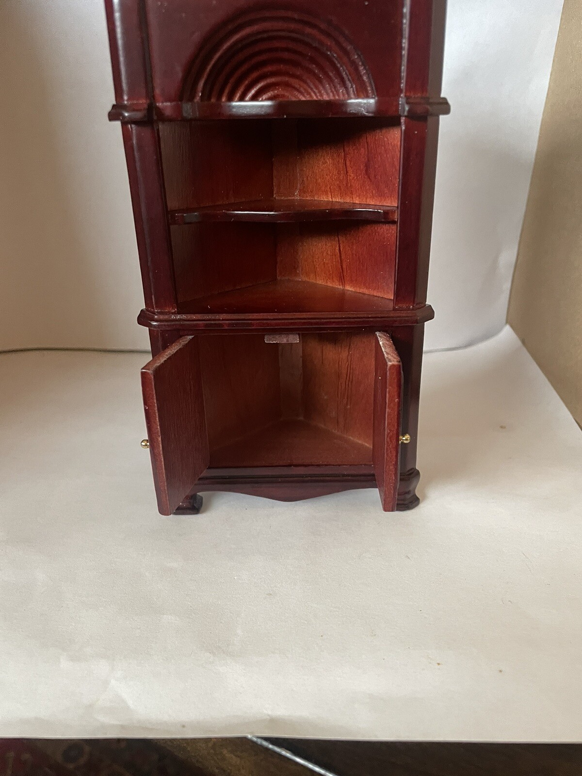 Wood Mahogany Corner Cabinet Hutch Miniature