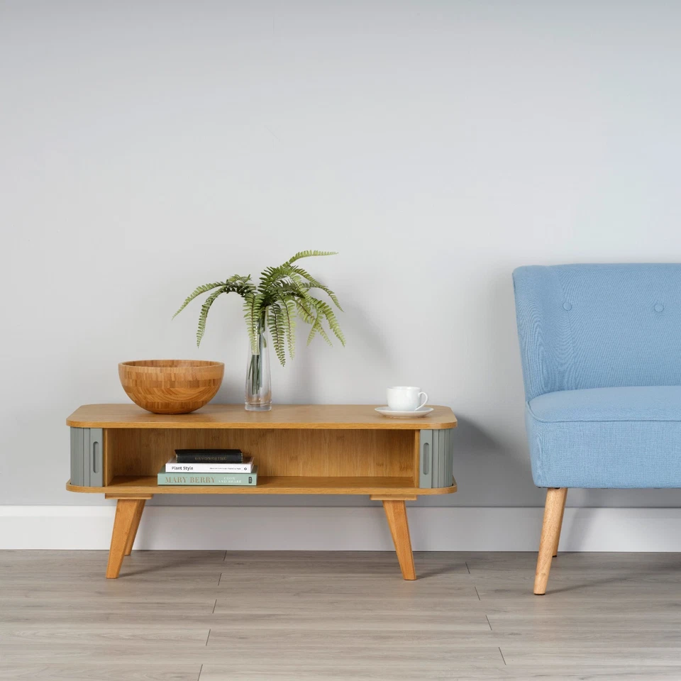Coffee Table with Light Grey Sliding Doors 400mm H x 1000mm W x 500mm D - Image 3 of 3