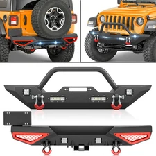 Front Or Rear Bumper With 18W LED Lights For 2018-2025 Jeep Wrangler JL JLU