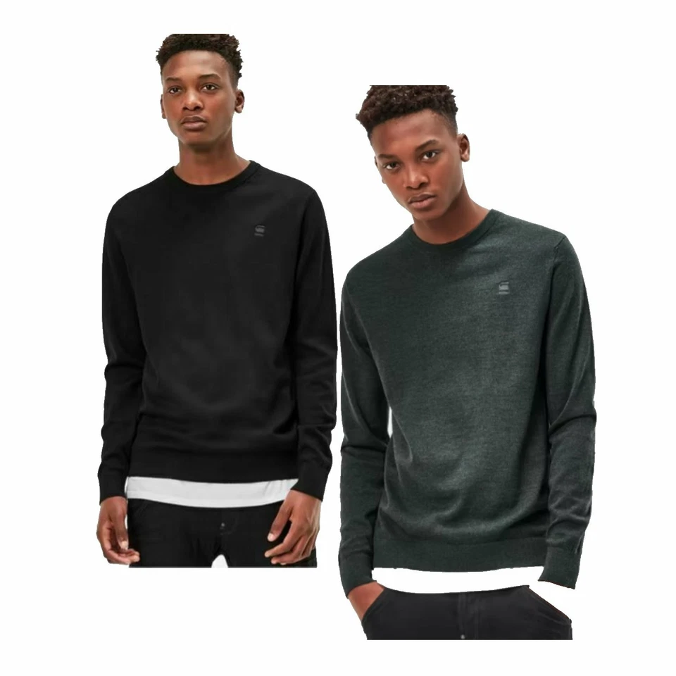 G-STAR Men's Black & Asphalt Pullover Sweater Core Knit RRP £65