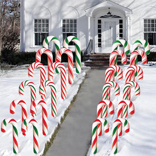 24 Pieces Christmas Candy Cane Outdoor Lawn Yard Sign Candy Yard Stakes Christma