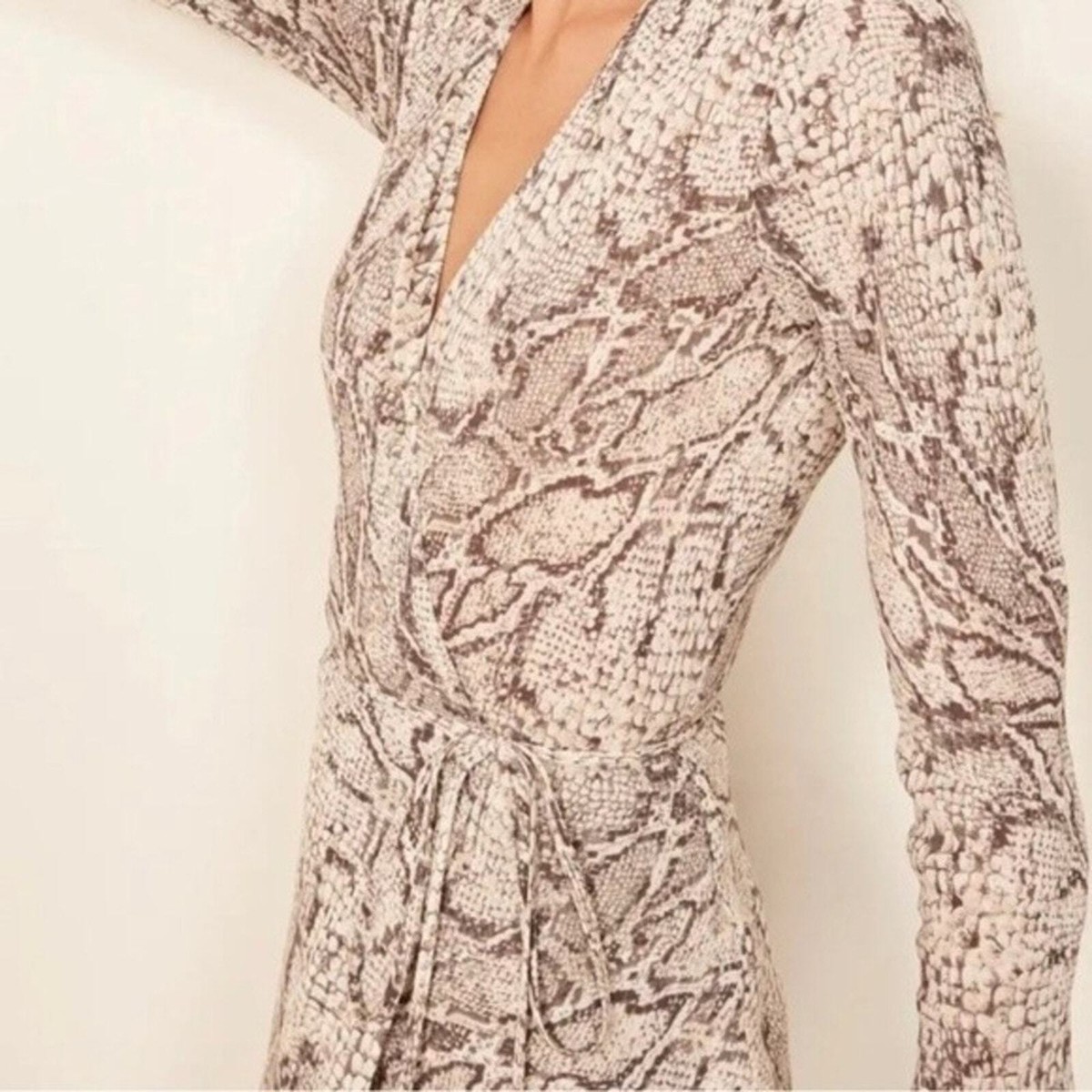 Reformation Jaz Snake Print Wrap Midi-Dress Size Small