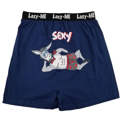 Lazy Me Mens Dark Blue Sexy Ass Funny Novelty Underwear Boxer Shorts