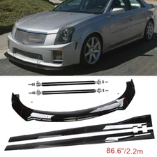 Front Bumper Lip Splitter Spoiler Side Skirts Body Kit Fit For Cadillac STS