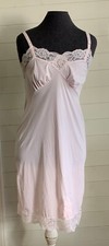 Vintage Pink Silky Nylon Tricot Lace Full Dress Slip Formfit Rogers Sz 34