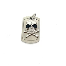 Inox Floating Skull & Bones Dog Tag Pendant 