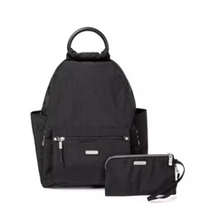 BAGGALLINI Al Day AntiTheft RFID protection nylon backpack + wristlet BLACK 2 PC
