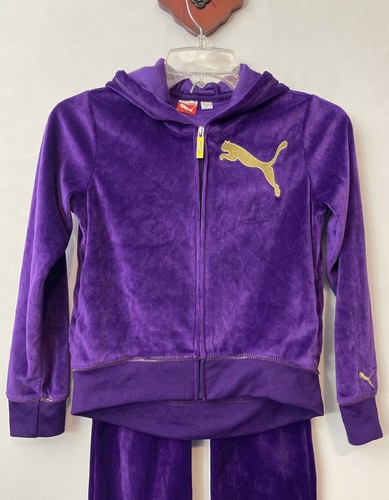 Puma Sport Lifestyle Girls Medium Purple Embroidered Jacket & Pants Outfit A6709 - Picture 8 of 16