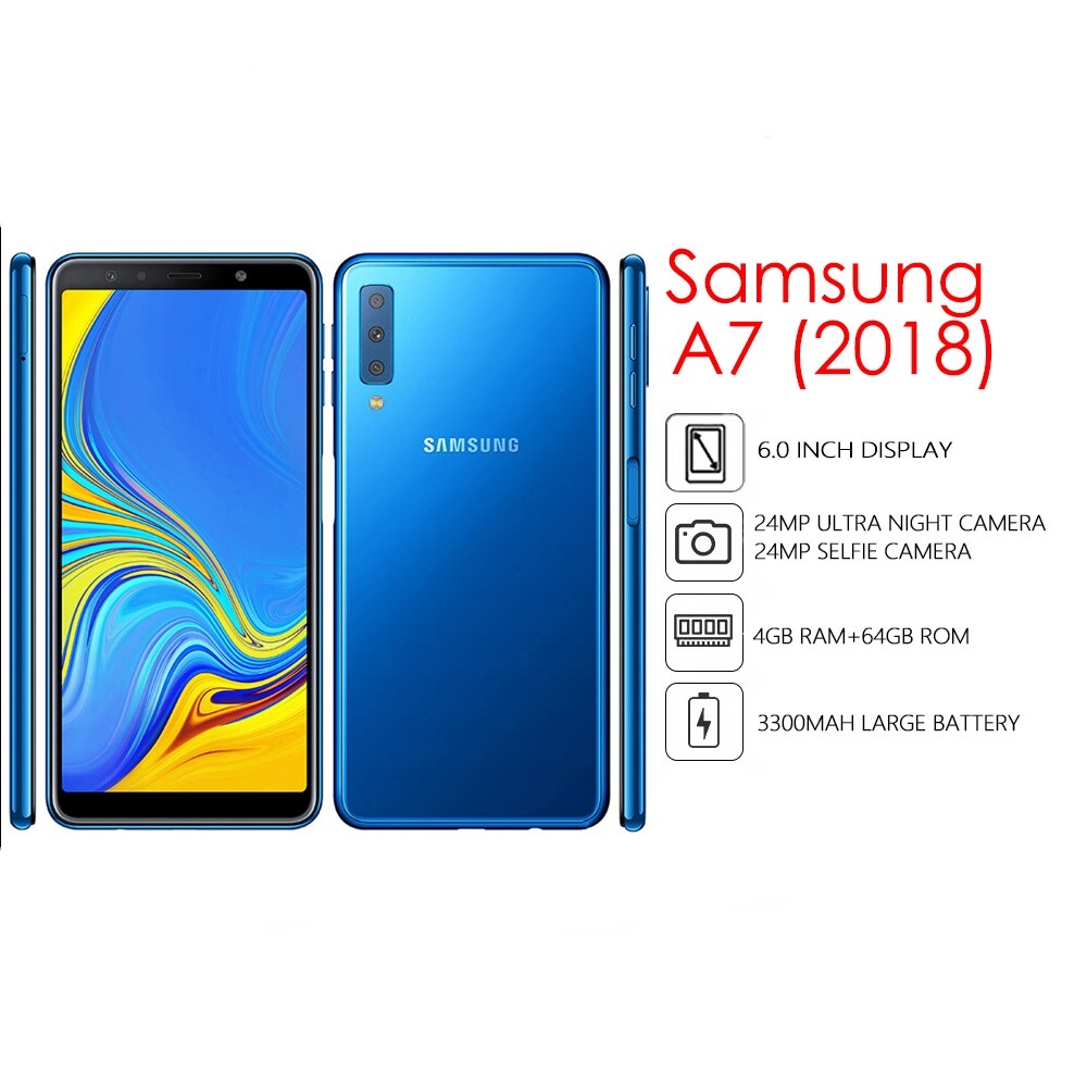 Original Samsung Galaxy A7 (2018) A750F Unlocked 24MP 64GB