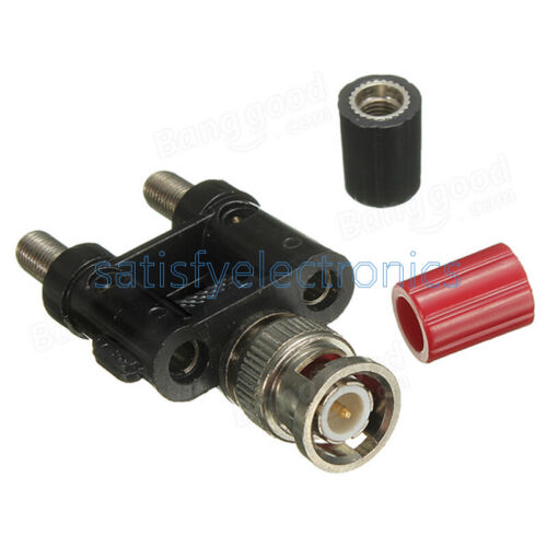 BNC Male Plug to Two Dual 4mm Banana Jack Binding Coaxial Adapter Connector - Picture 5 of 5