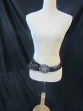 Black and Brown Wooden Brown Woven Leather Belt Size M/L