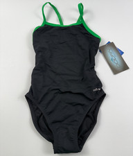 Dolfin Swimwear Women One Piece Chlorine Resistant UPF 50 Swimsuit Black 28 NWT