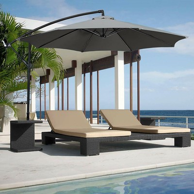 Gray Patio Umbrella Stand Offset 10 Hanging Deck Backyard Pool Poolside Usa Ebay