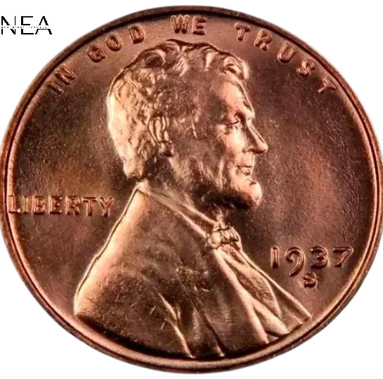 1937-S Lincoln Wheat Penny Cent ~ Gem BU (red)
