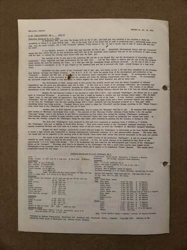 Bellona Military Vehicle Prints Booklet - Number 13 Thirteen - Tiger Jumbo MB8 - Picture 2 of 2