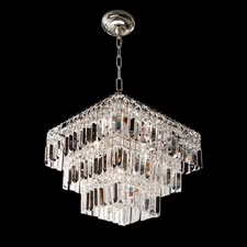 Tiered Square Crystal Chandelier Chrome 16”