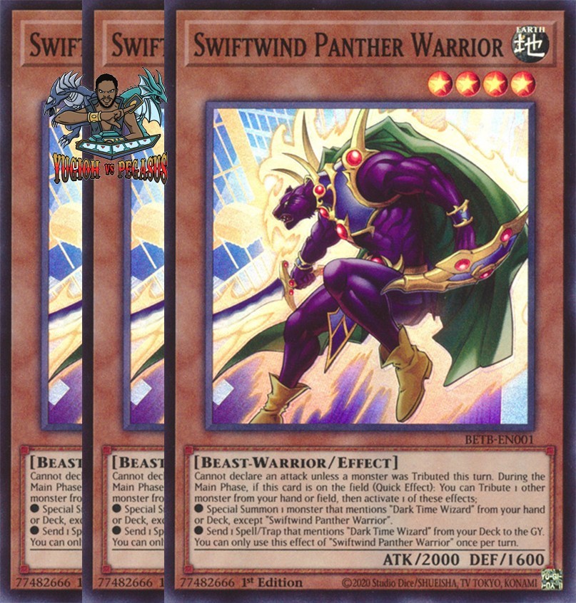 Yugioh! 3x Swiftwind Panther Warrior BETB-EN001 Super Rare 1st Ed NM
