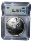 U.S. Mint American Eagle 1991 $1 1 oz .999 Silver ICG MS69 Business Strike Coin