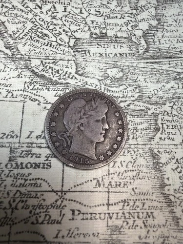 1915 Barber Quarter Silver Beautiful Purple Toning - VG - BQ4