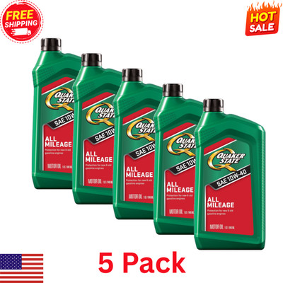 (5 pack) Quaker State All Mileage 10W-40 Motor Oil, 1 Quart