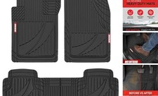FlexTough Advanced Rubber Car Floor Mats – Heavy Duty Trim to Fit All Black