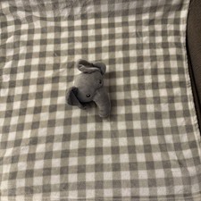 Lila Jack Gray Elephant Oversized Square Check Security Baby Blanket Lovey 24