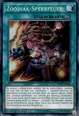 Yugioh Zoodiak-Sperrfeuer MP17-DE212 Secret Rare (6326)