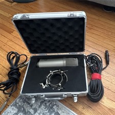 MXL Silver Condenser Microphone Kit w/ Shock Mount, XLR Cable  Case