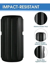 Dock Corner Bumper Fender, Inflatable 8"x16" UV‑Resistant Vinyl + Hardware