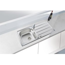 Liquida KS860SS 1.0 Bowl Reversible Inset Stainless Steel Kitchen Sink 860x500mm