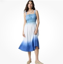 J CREW Small Blue White Ombr Sleeveless Midi Dress Summer Sundress Vacation