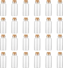 24 Pack 10 Ml Glass Bottles with Cork Stopper，Mini Glass Bottle with Cork，Small 