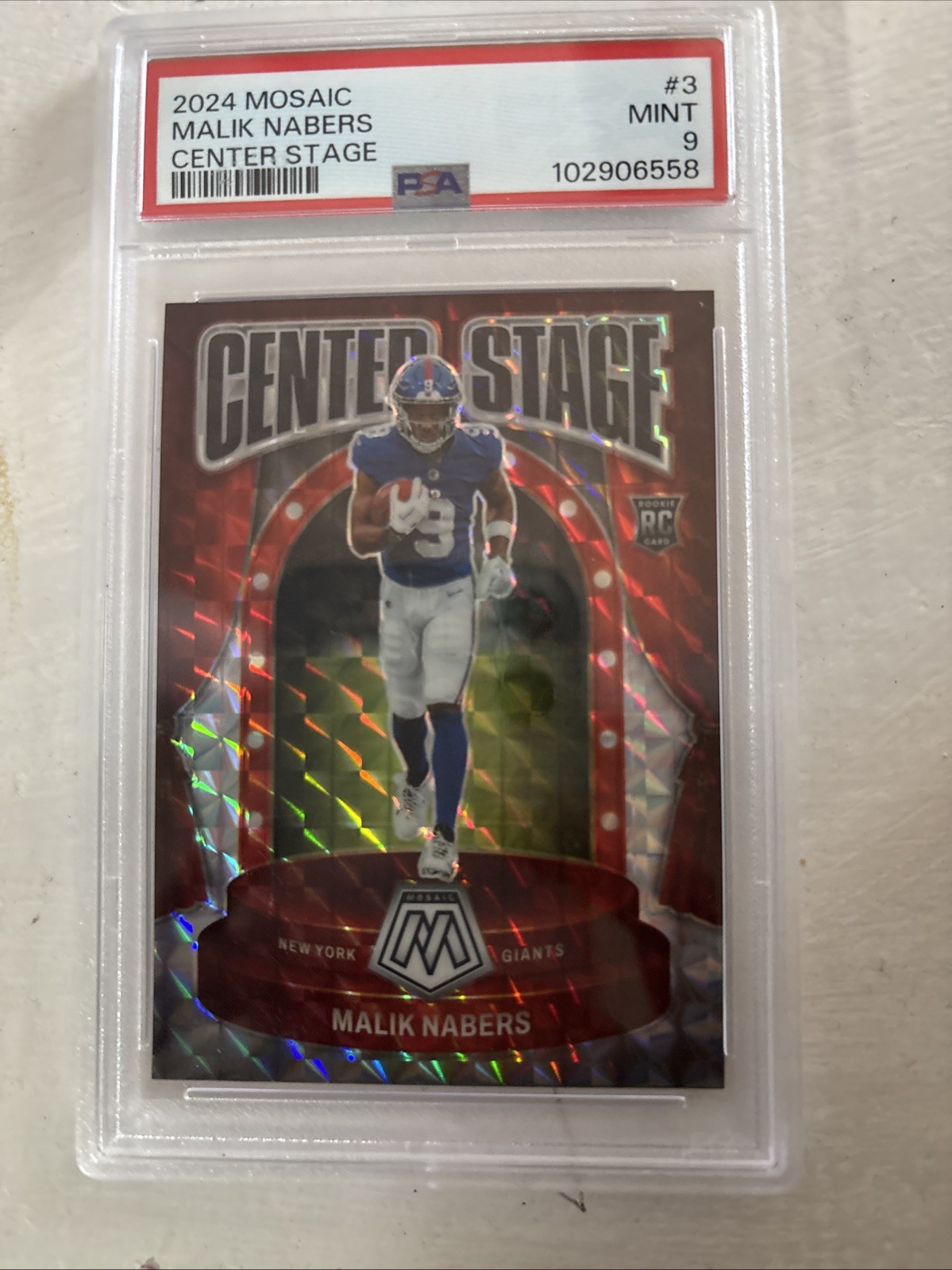 2024 Panini Mosaic - Center Stage Malik Nabers #3 Silver Prizm (RC)
