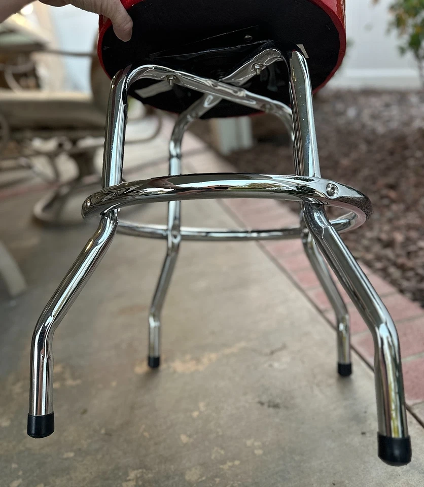 Taburete de bar a rayas Ender Custom Shop 24" altura de mostrador - lado rojo brillante - Sw Foto 3 de 4