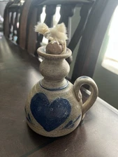 Vintage 1984 Rowe Pottery Salt Glazed Oil Lamp