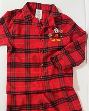 Disney Mickey Christmas Pajamas Red Plaid Boys Size 4