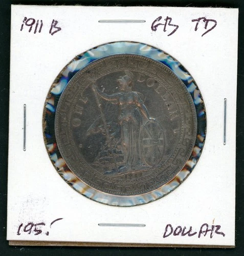 GREAT BRITAIN 1911-B TRADE DOLLAR SILVER COIN - KM# T5 - AS SHOWN