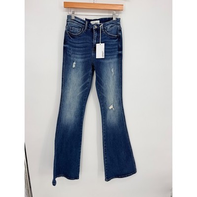 Vervet Bella High Rise Flare Jeans 26 Blue Distressed Denim Boho Retro Aesthetic