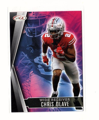 Chris Olave RC 2021 Sage Hit Football #8 Black Rookie Ohio State Buckeyes